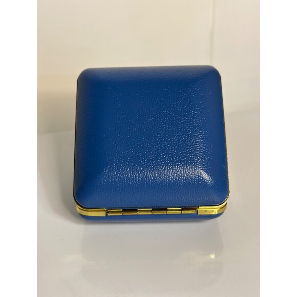 VTG 1970s Elgin Blue Square Travel Alarm Clock Folding Case Gold 3" NOT WORKING - Picture 4 of 8